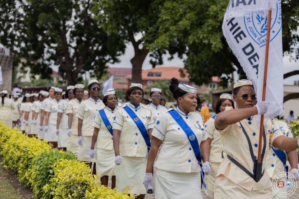 Ladies Auxiliary members marching in formation