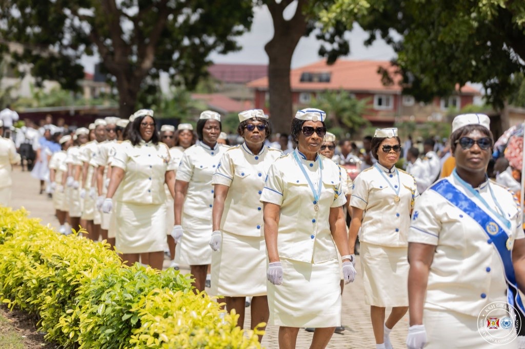 Ladies Auxiliary marching column in formation