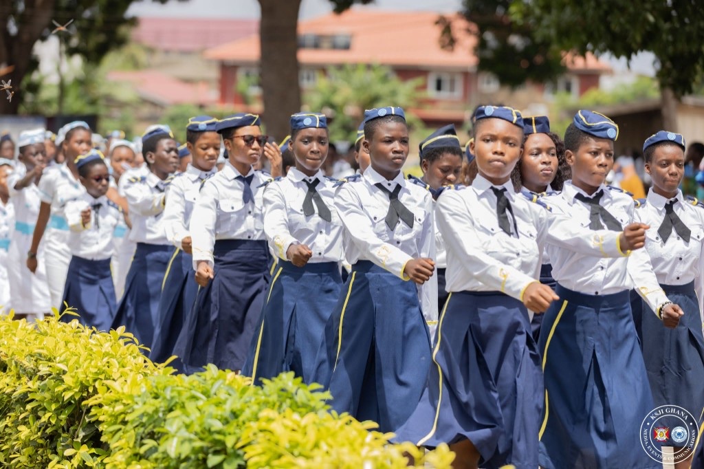 Junior Ladies Auxiliary marching in uniform