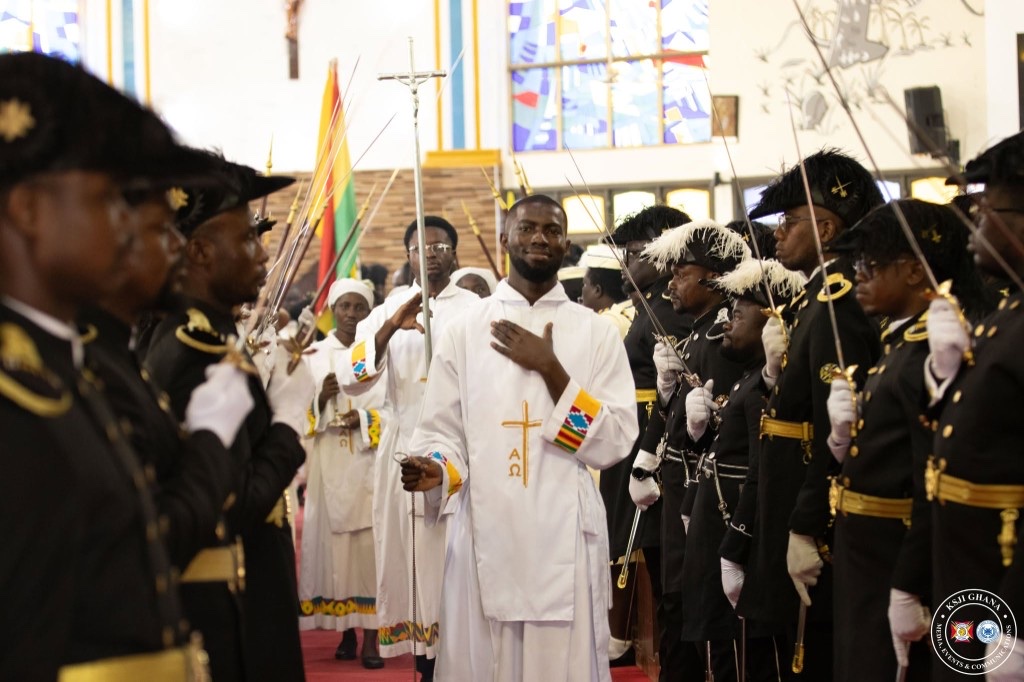 Ceremonial church procession with guard of honor